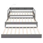 Lit de repos double XL avec 2 lits gigognes et étagères de rangement, cadre de canapé en bois avec port de chargement USB et 1 lampe offerte,