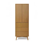 Teamson Home Tremolo Modern Boho Linen Storage Cabinet with Solid Wood & Contemporary Fluted Fronts