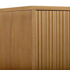 Teamson Home Tremolo Modern Boho Linen Storage Cabinet with Solid Wood & Contemporary Fluted Fronts