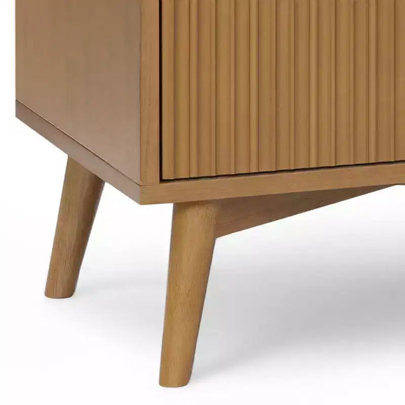 Teamson Home Tremolo Modern Boho Linen Storage Cabinet with Solid Wood & Contemporary Fluted Fronts