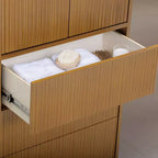 Teamson Home Tremolo Modern Boho Linen Storage Cabinet with Solid Wood & Contemporary Fluted Fronts