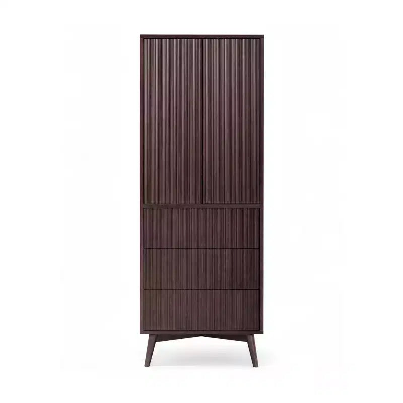 Teamson Home Tremolo Modern Boho Linen Storage Cabinet with Solid Wood & Contemporary Fluted Fronts