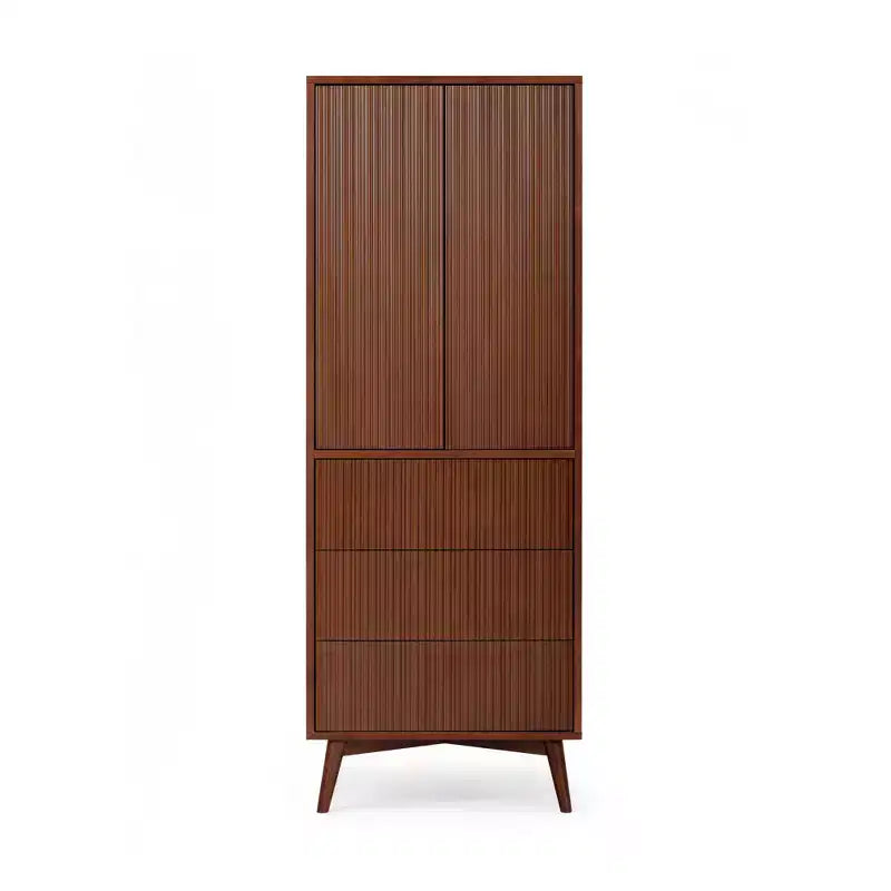 Teamson Home Tremolo Modern Boho Linen Storage Cabinet with Solid Wood & Contemporary Fluted Fronts