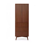 Teamson Home Tremolo Modern Boho Linen Storage Cabinet with Solid Wood & Contemporary Fluted Fronts