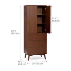 Teamson Home Tremolo Modern Boho Linen Storage Cabinet with Solid Wood & Contemporary Fluted Fronts
