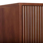 Teamson Home Tremolo Modern Boho Linen Storage Cabinet with Solid Wood & Contemporary Fluted Fronts
