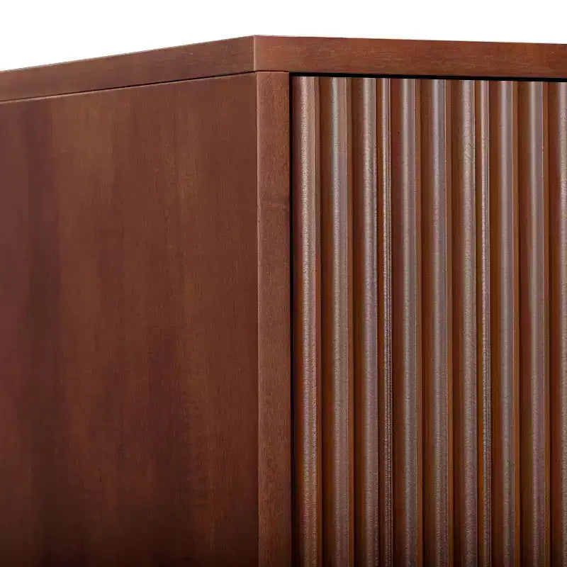 Teamson Home Tremolo Modern Boho Linen Storage Cabinet with Solid Wood & Contemporary Fluted Fronts