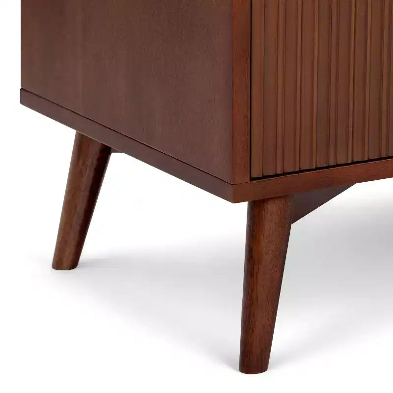 Teamson Home Tremolo Modern Boho Linen Storage Cabinet with Solid Wood & Contemporary Fluted Fronts