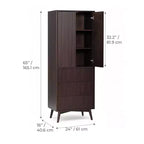 Teamson Home Tremolo Modern Boho Linen Storage Cabinet with Solid Wood & Contemporary Fluted Fronts