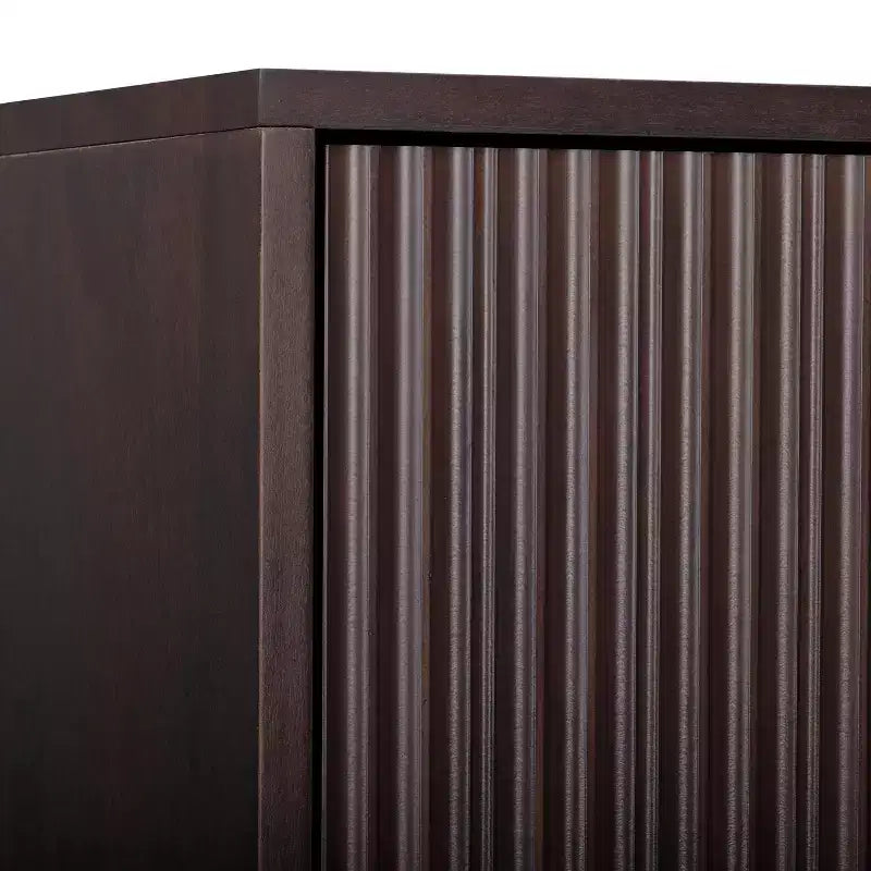 Teamson Home Tremolo Modern Boho Linen Storage Cabinet with Solid Wood & Contemporary Fluted Fronts