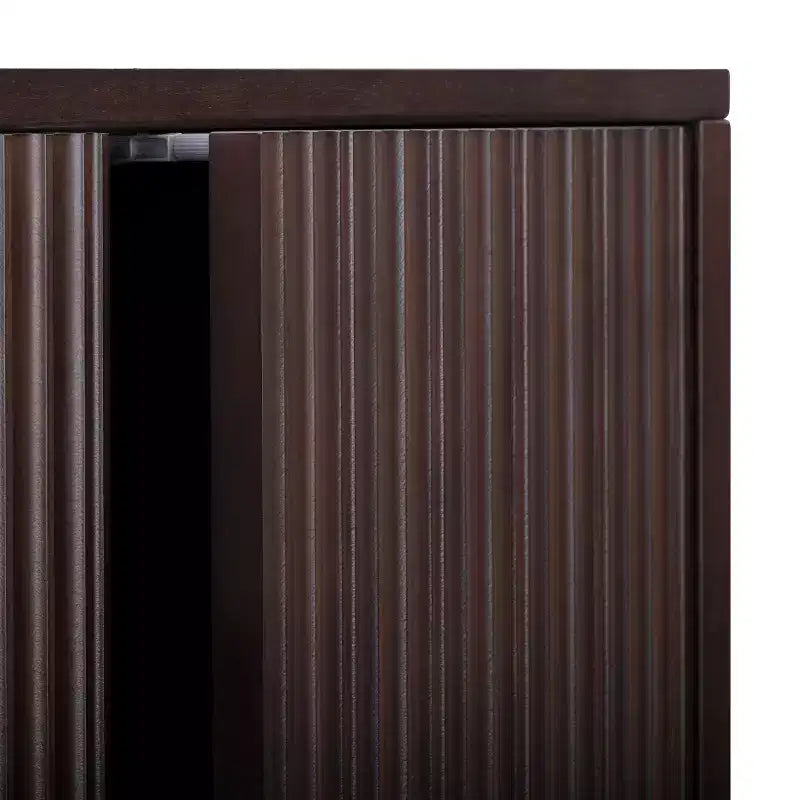 Teamson Home Tremolo Modern Boho Linen Storage Cabinet with Solid Wood & Contemporary Fluted Fronts