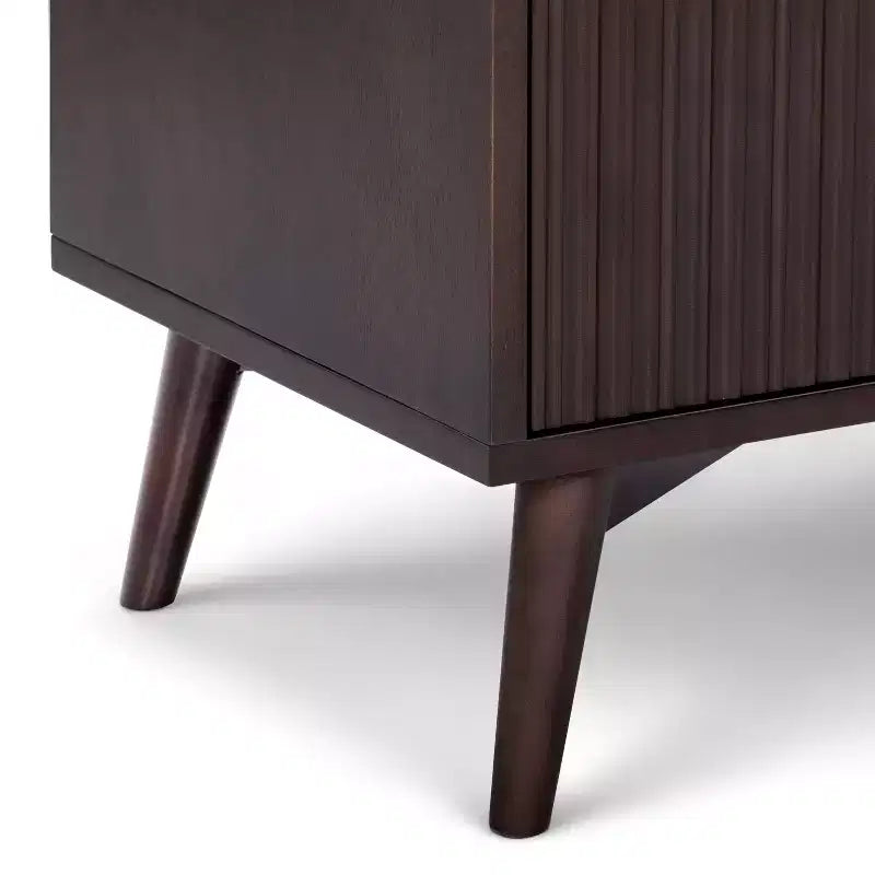 Teamson Home Tremolo Modern Boho Linen Storage Cabinet with Solid Wood & Contemporary Fluted Fronts