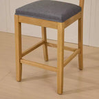 Homy Casa Solid Wood Bar Stools Set of 2 with Rattan Back and Padded Upholstered Seat