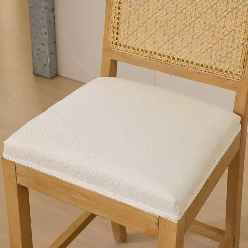 Homy Casa Solid Wood Bar Stools Set of 2 with Rattan Back and Padded Upholstered Seat