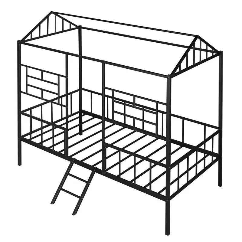 Metal Platform Bed Frame Twin Size Low Tree House Bed with Slatted Support for Toddlers Teen Boys Girls