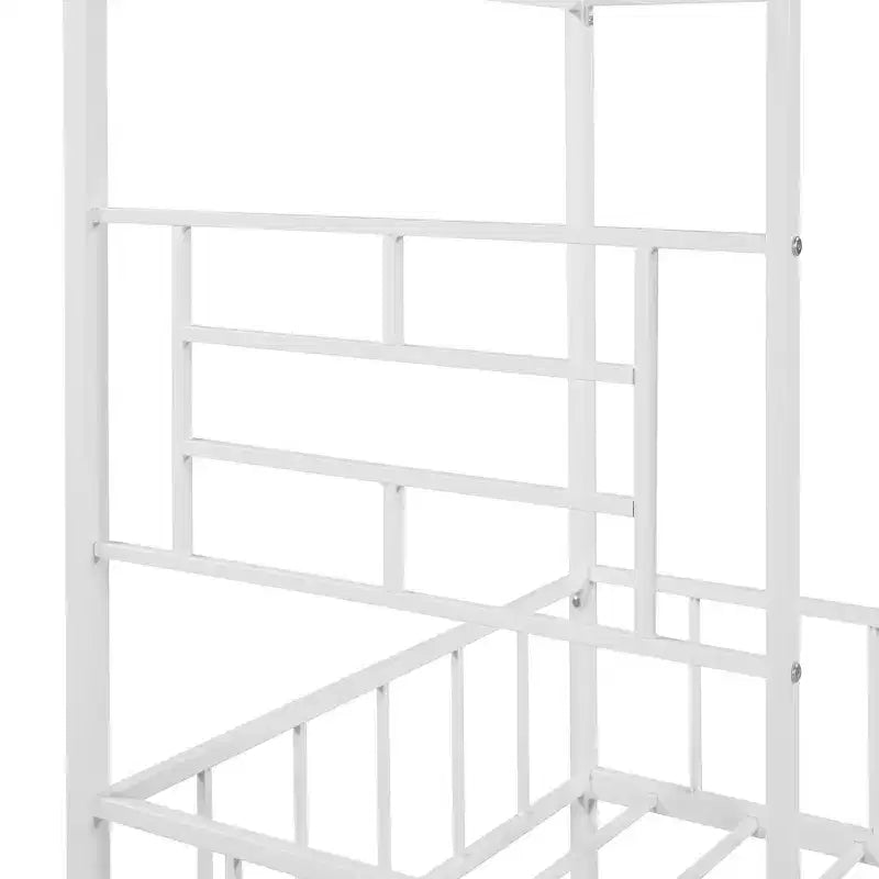 Metal Platform Bed Frame Twin Size Low Tree House Bed with Slatted Support for Toddlers Teen Boys Girls