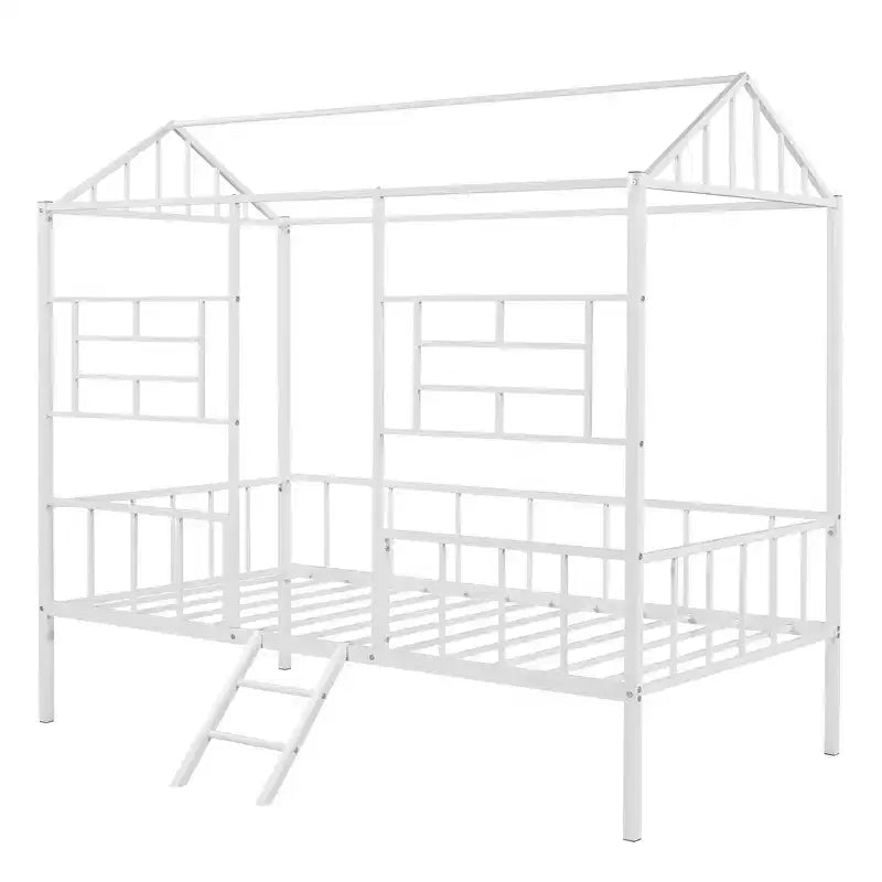 Metal Platform Bed Frame Twin Size Low Tree House Bed with Slatted Support for Toddlers Teen Boys Girls