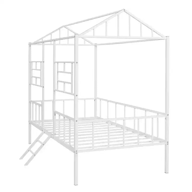 Metal Platform Bed Frame Twin Size Low Tree House Bed with Slatted Support for Toddlers Teen Boys Girls