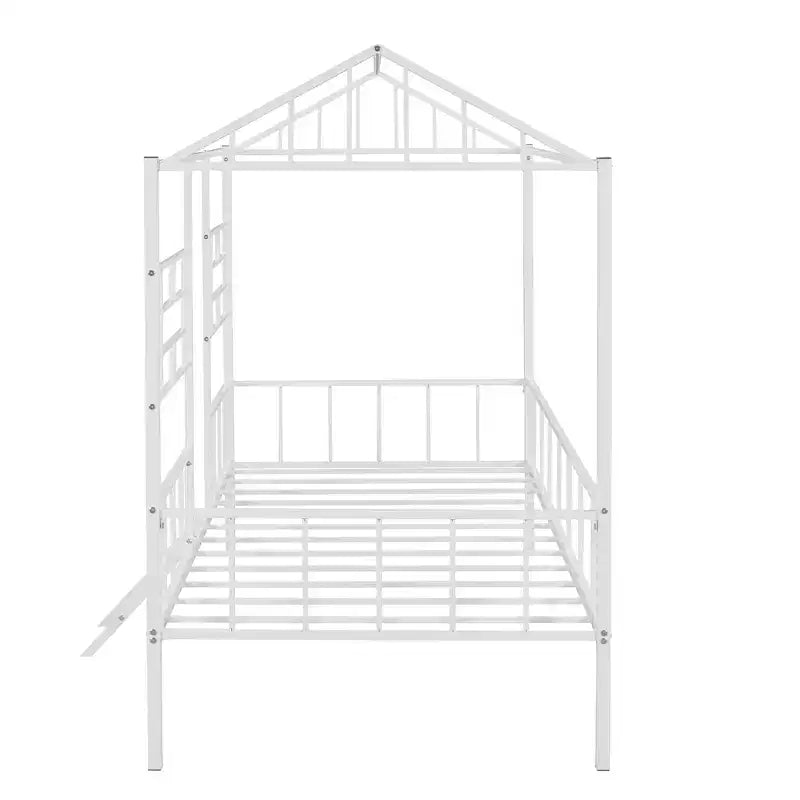 Metal Platform Bed Frame Twin Size Low Tree House Bed with Slatted Support for Toddlers Teen Boys Girls