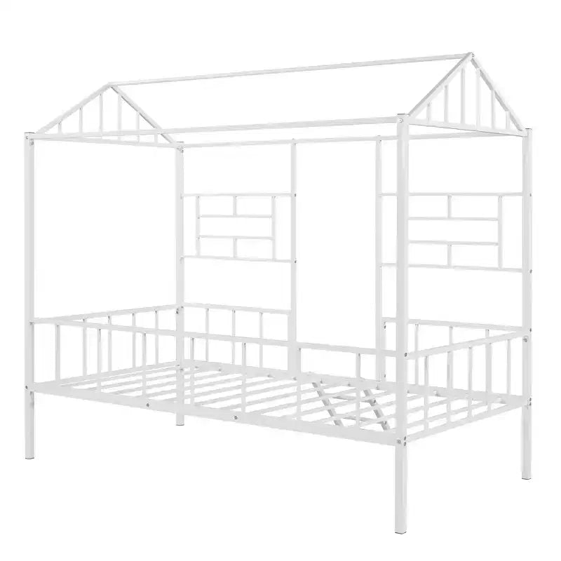 Metal Platform Bed Frame Twin Size Low Tree House Bed with Slatted Support for Toddlers Teen Boys Girls