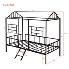 Metal Platform Bed Frame Twin Size Low Tree House Bed with Slatted Support for Toddlers Teen Boys Girls