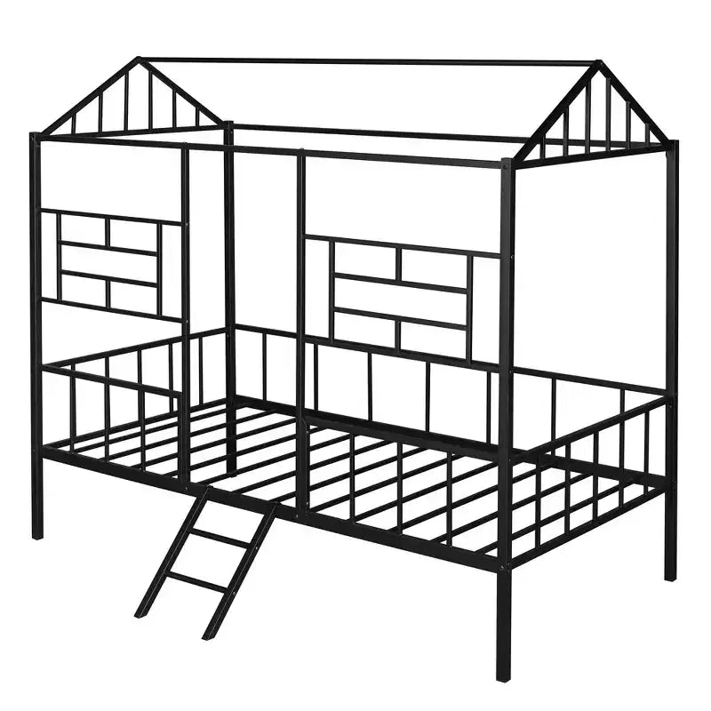 Metal Platform Bed Frame Twin Size Low Tree House Bed with Slatted Support for Toddlers Teen Boys Girls
