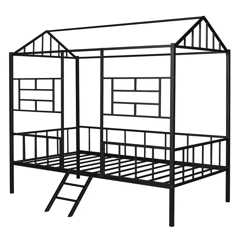 Metal Platform Bed Frame Twin Size Low Tree House Bed with Slatted Support for Toddlers Teen Boys Girls