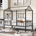 Metal Platform Bed Frame Twin Size Low Tree House Bed with Slatted Support for Toddlers Teen Boys Girls