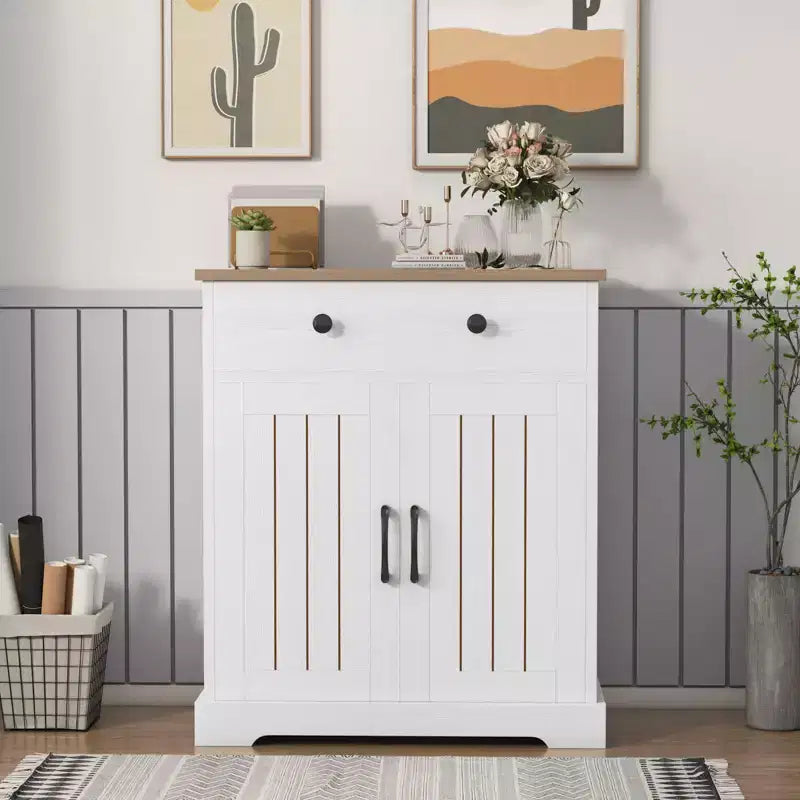 Space-Saving Particleboard Cabinet with Two Doors