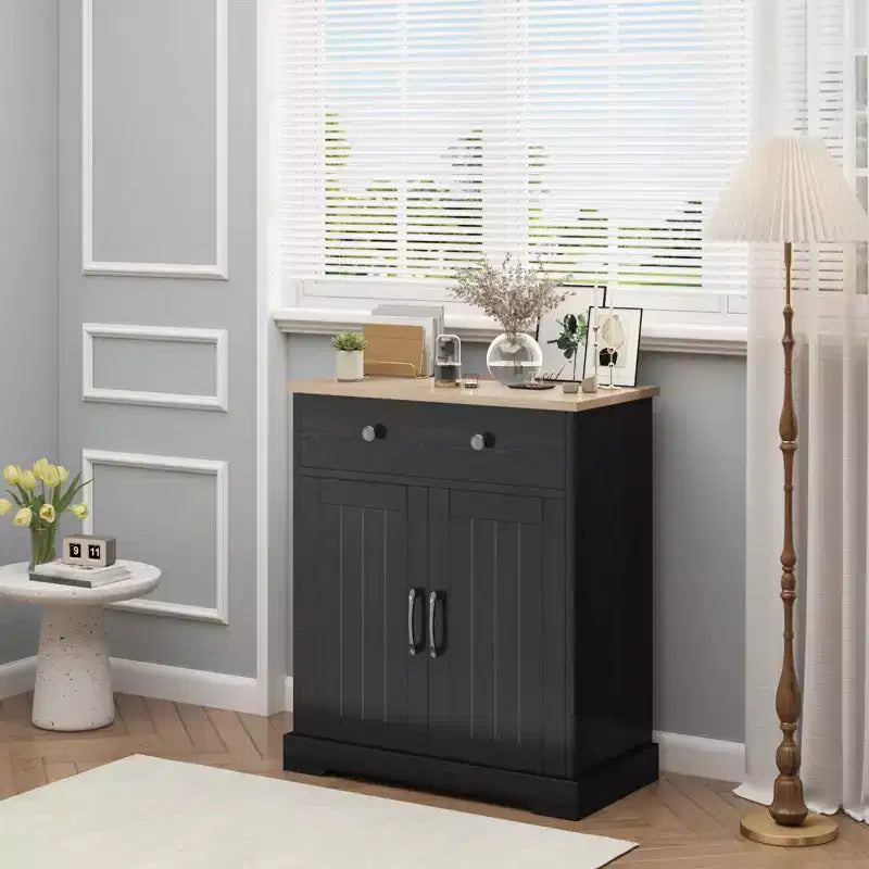 Space-Saving Particleboard Cabinet with Two Doors
