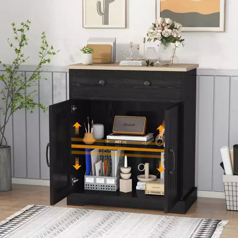Space-Saving Particleboard Cabinet with Two Doors