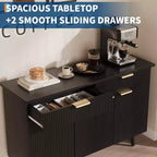 47 in Modern Fluted Buffet Cabinet with Storage, 3 Doors & 2 Drawers Adjustable Shelves Multi-Functional Accent Credenza, Sideboard Cabinet