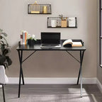 Bureau de jeu FurnitureR 40, bureau d'ordinateur moderne avec cadre métallique robuste en forme de X, bureau de travail pour la maison, table d'écriture, poste de travail pour le jeu et l'étude, noir