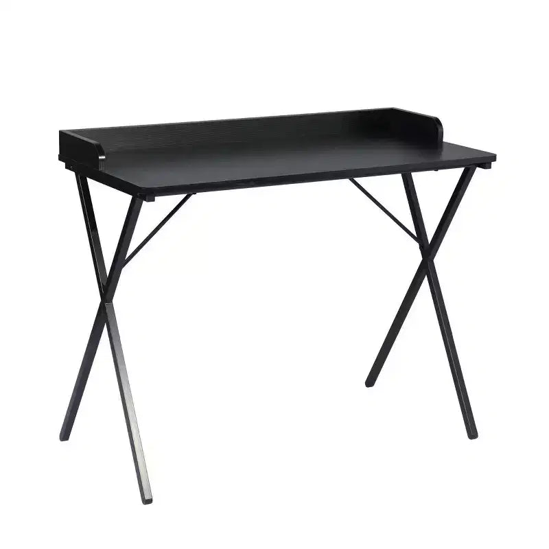 Bureau de jeu FurnitureR 40, bureau d'ordinateur moderne avec cadre métallique robuste en forme de X, bureau de travail pour la maison, table d'écriture, poste de travail pour le jeu et l'étude, noir