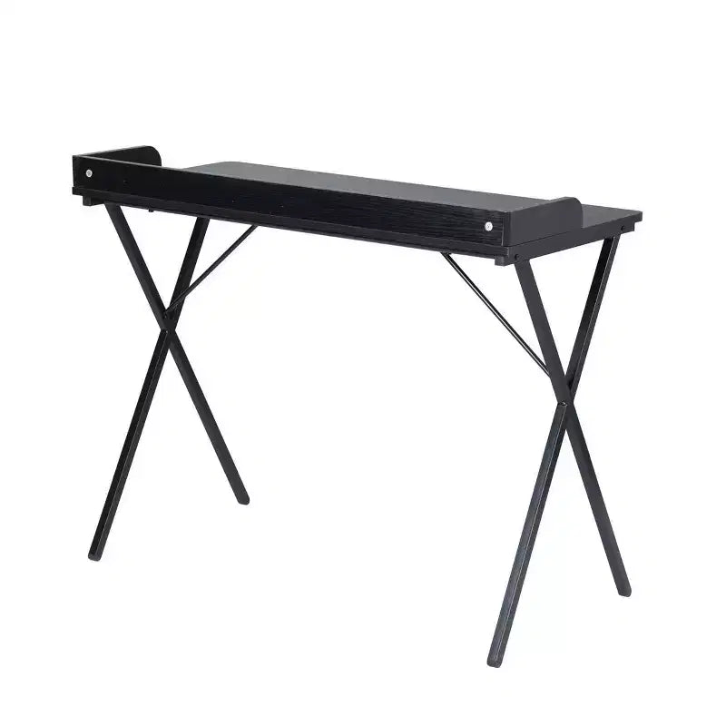 Bureau de jeu FurnitureR 40, bureau d'ordinateur moderne avec cadre métallique robuste en forme de X, bureau de travail pour la maison, table d'écriture, poste de travail pour le jeu et l'étude, noir