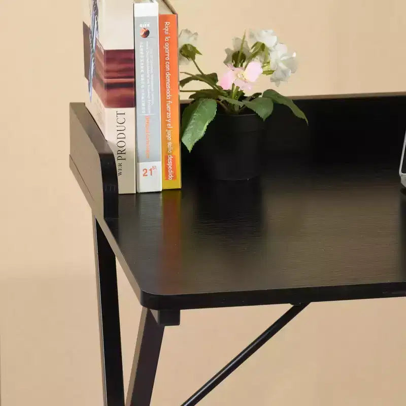 Bureau de jeu FurnitureR 40, bureau d'ordinateur moderne avec cadre métallique robuste en forme de X, bureau de travail pour la maison, table d'écriture, poste de travail pour le jeu et l'étude, noir