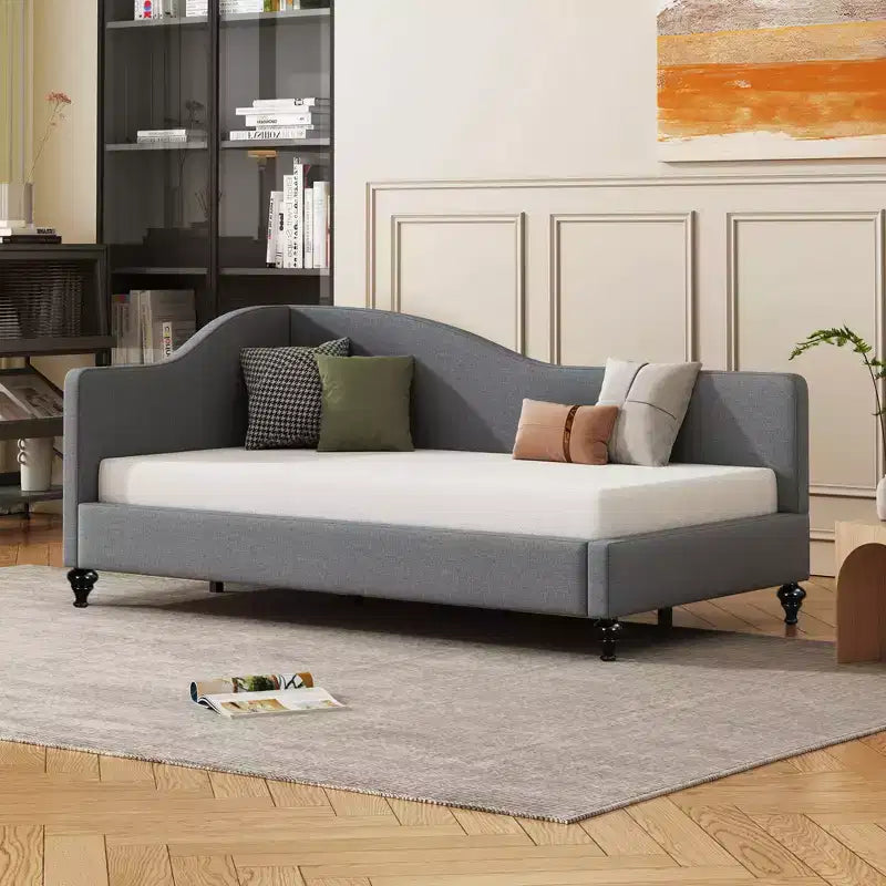 GDFStudio Gene L-Shaped Linen Daybed with Solid Wood Legs