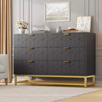 White 6-Drawer Dresser with Gold Handles - Modern Wood Chest for Bedroom, Closet & Nightstand Use