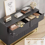White 6-Drawer Dresser with Gold Handles - Modern Wood Chest for Bedroom, Closet & Nightstand Use