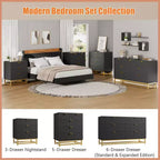 White 6-Drawer Dresser with Gold Handles - Modern Wood Chest for Bedroom, Closet & Nightstand Use