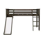 Twin Low Loft With Easy Slide & Firetruck Curtain