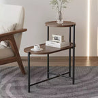 Table basse ronde avec plateau de rangement, tables d'appoint ovales à 2 niveaux, petite table d'appoint en bois pour salon
