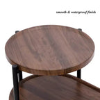 Table basse ronde avec plateau de rangement, tables d'appoint ovales à 2 niveaux, petite table d'appoint en bois pour salon