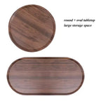 Table basse ronde avec plateau de rangement, tables d'appoint ovales à 2 niveaux, petite table d'appoint en bois pour salon
