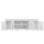 Modern TV Stand for 70 Inch TV, Media Console with Hard Wood Frame, Entertainment Center with Glass Door and Metal Handle for Living Room