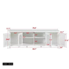 Modern TV Stand for 70 Inch TV, Media Console with Hard Wood Frame, Entertainment Center with Glass Door and Metal Handle for Living Room