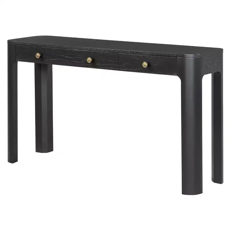 Console et table d'entrée rustiques Whisen, table basse robuste avec 3 tiroirs dissimulés, pieds épais