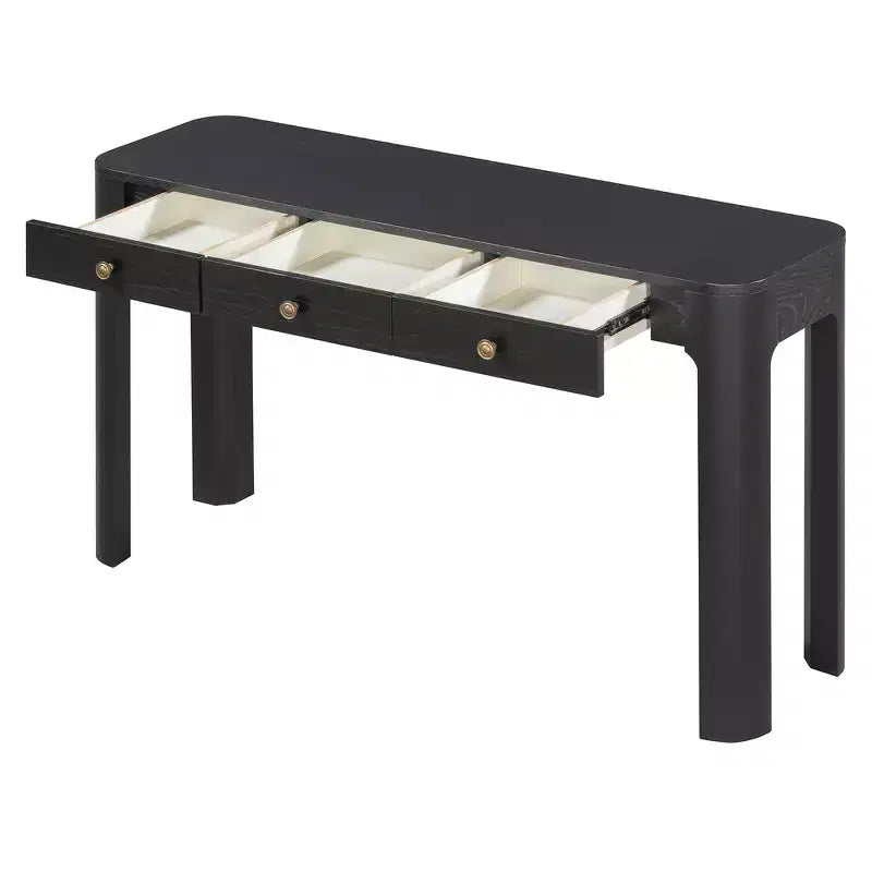 Console et table d'entrée rustiques Whisen, table basse robuste avec 3 tiroirs dissimulés, pieds épais