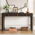 Console et table d'entrée rustiques Whisen, table basse robuste avec 3 tiroirs dissimulés, pieds épais