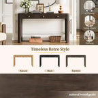 Console et table d'entrée rustiques Whisen, table basse robuste avec 3 tiroirs dissimulés, pieds épais